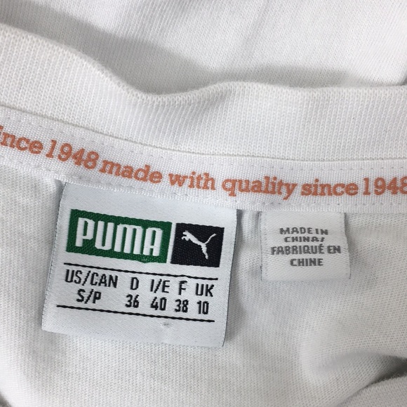 Puma White Metallic Panther Graphic Glam Oversized T Shirt Womens Small Cropped - Picture 7 of 13